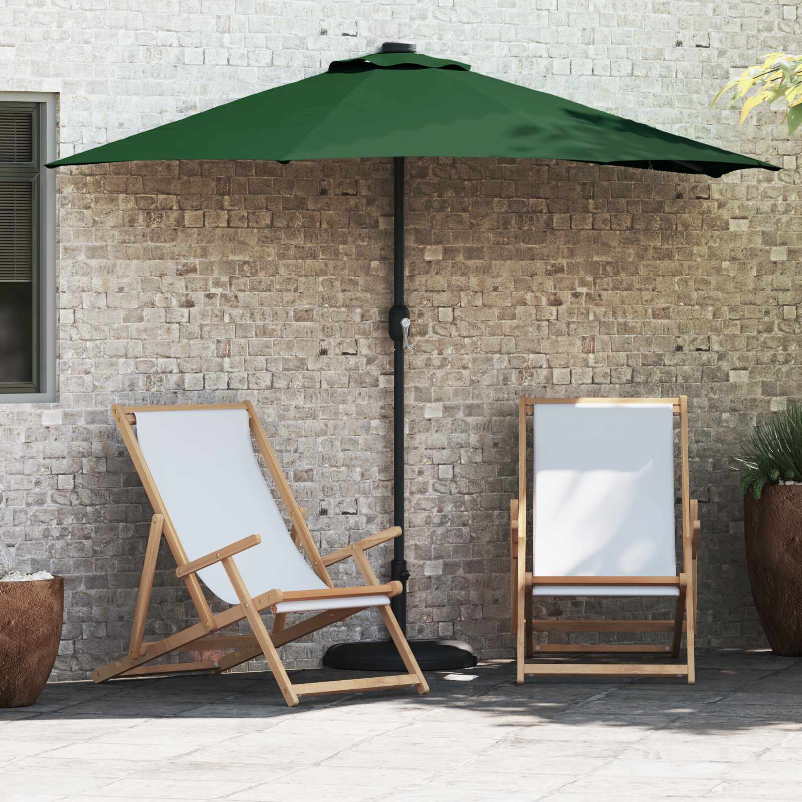 Sodo skėtis Žalia 294 x 150 x 224 cm Poliesteris ir plienas
