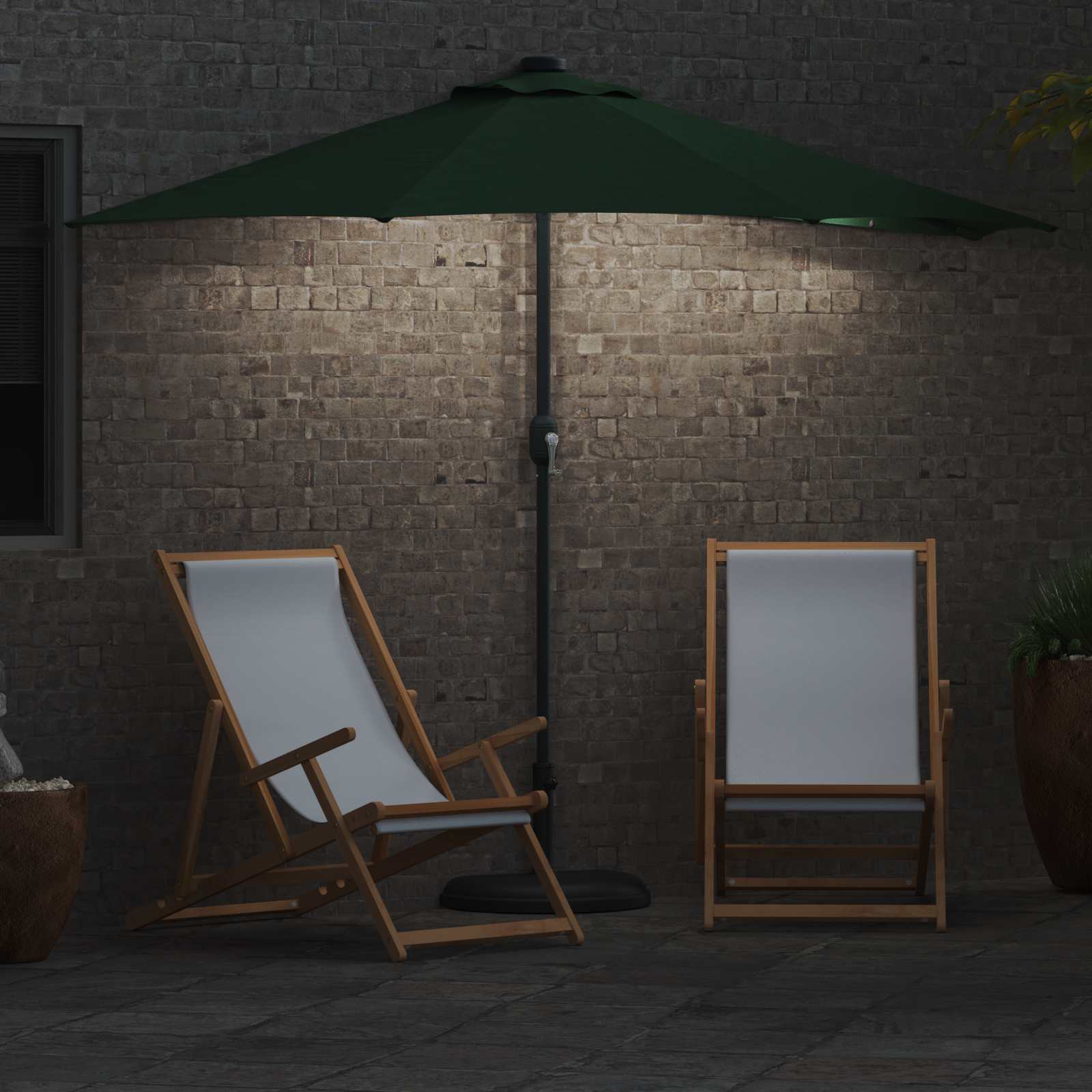Sodo skėtis Žalia 294 x 150 x 224 cm Poliesteris ir plienas