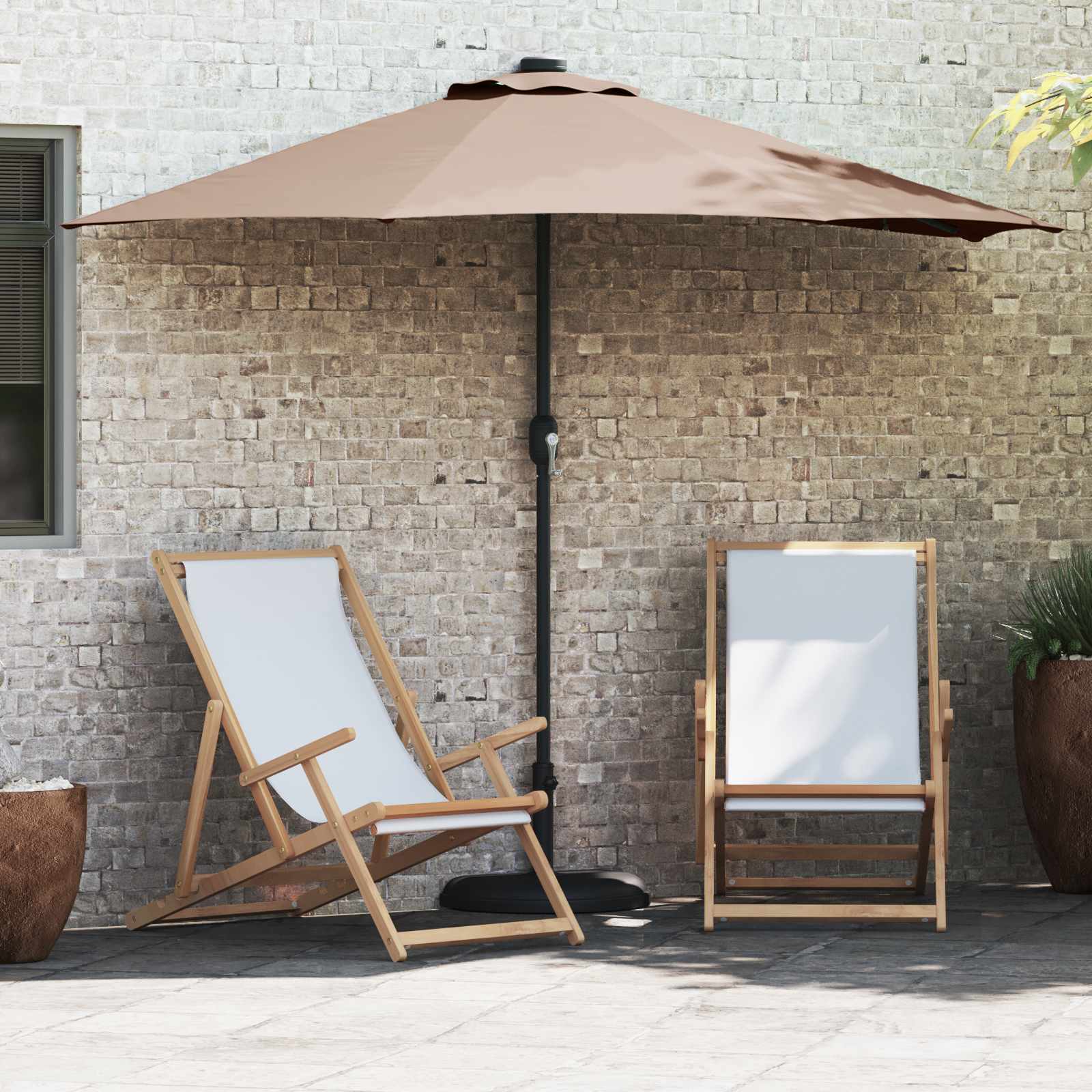 Sodo skėtis Taupe 294 x 150 x 224 cm Poliesteris ir plienas