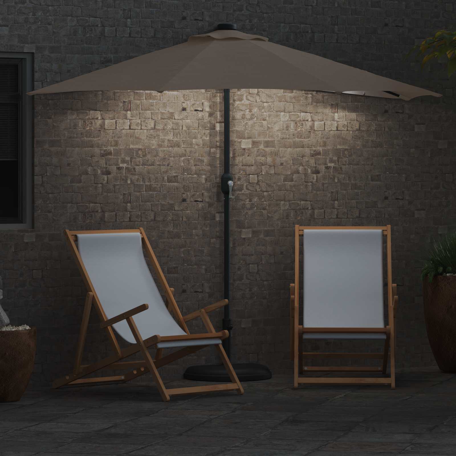 Sodo skėtis Taupe 294 x 150 x 224 cm Poliesteris ir plienas