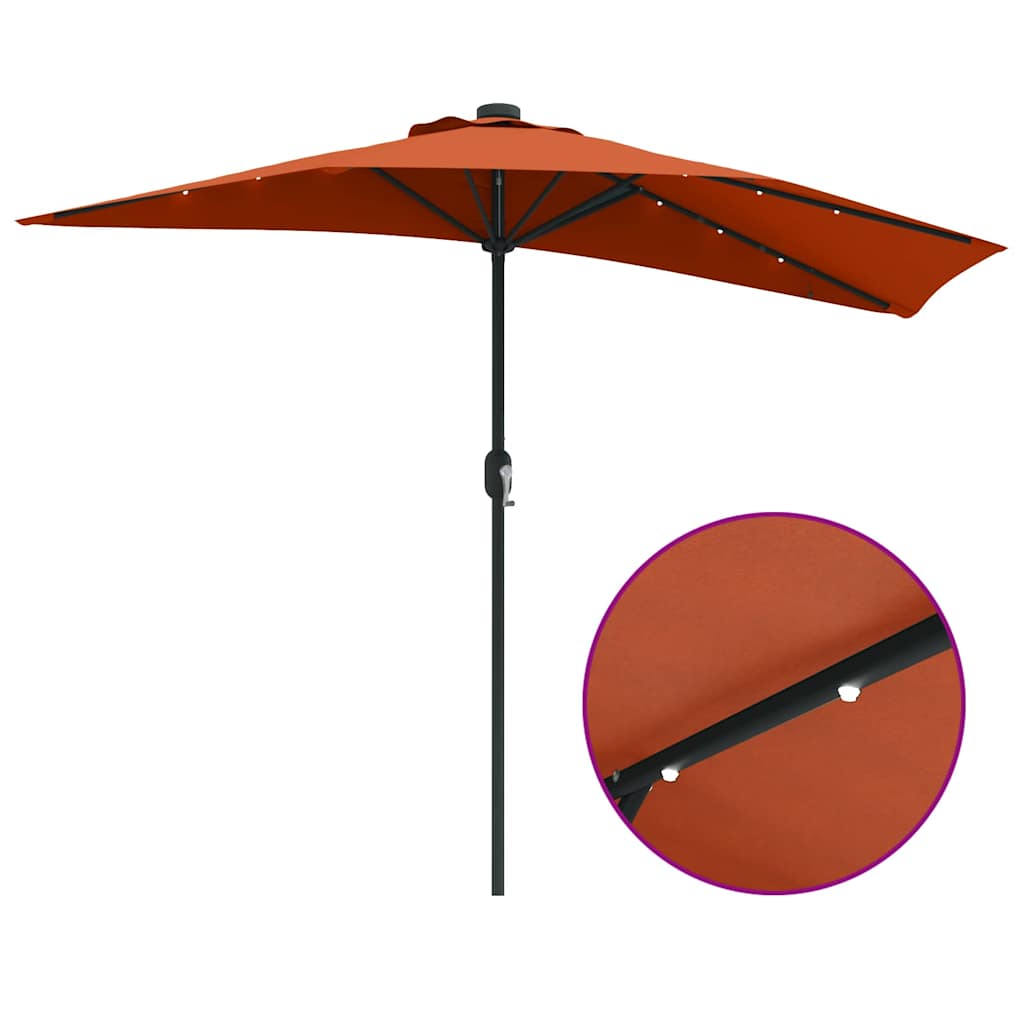 Dārza saulessargs Terakota 294 x 150 x 224 cm Poliesters un tērauds