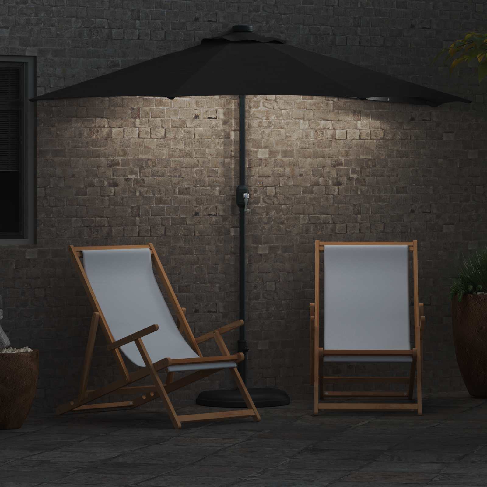 Sodo skėtis Juoda 294 x 150 x 224 cm Poliesteris ir plienas