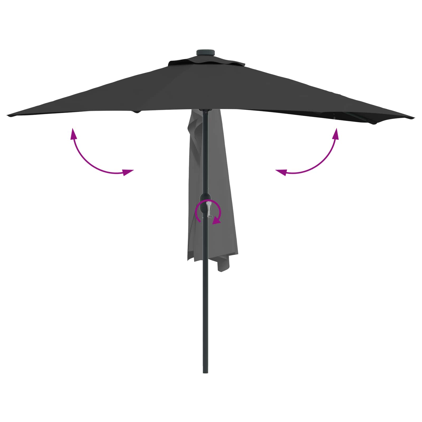 Sodo skėtis Juoda 294 x 150 x 224 cm Poliesteris ir plienas