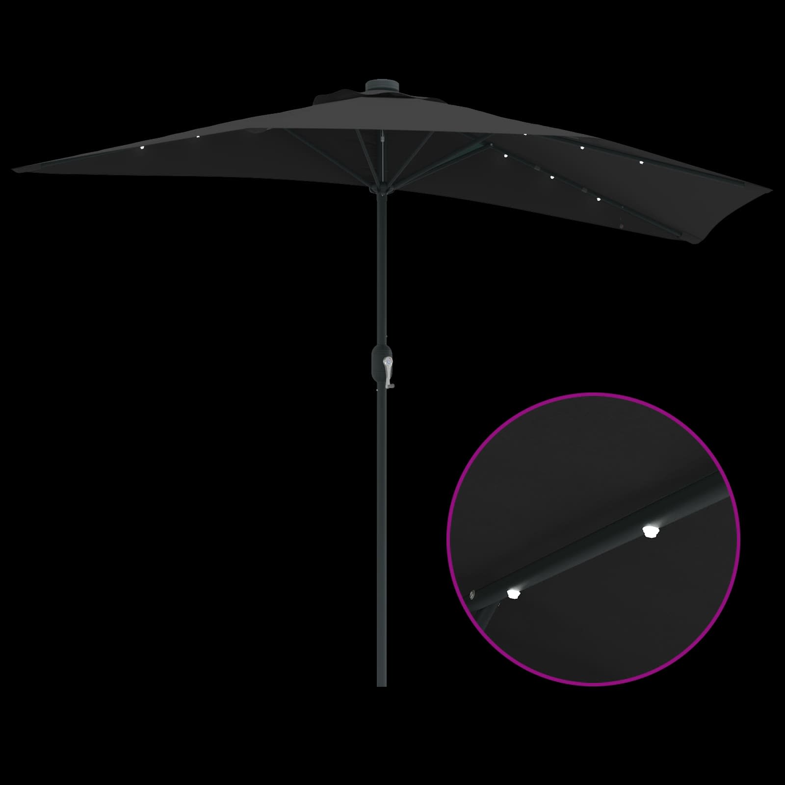 Sodo skėtis Juoda 294 x 150 x 224 cm Poliesteris ir plienas