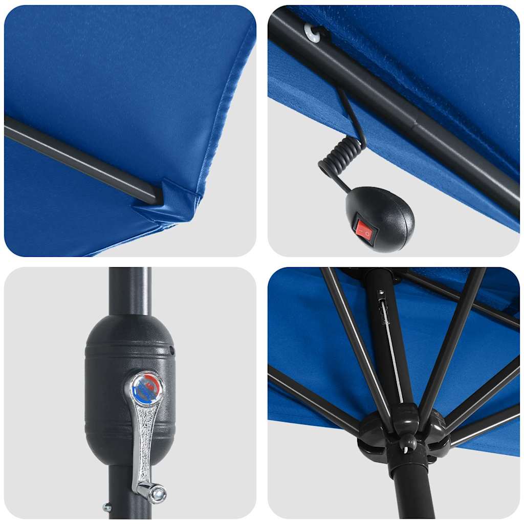 Dārza saulessargs Azurblau 294 x 150 x 224 cm Poliesters un tērauds