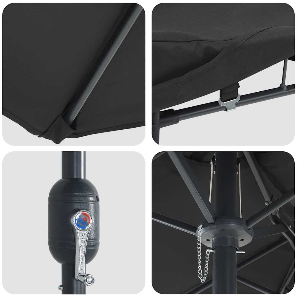Sodo skėtis Juoda 385 x 209 x 244 cm Poliesteris ir plienas