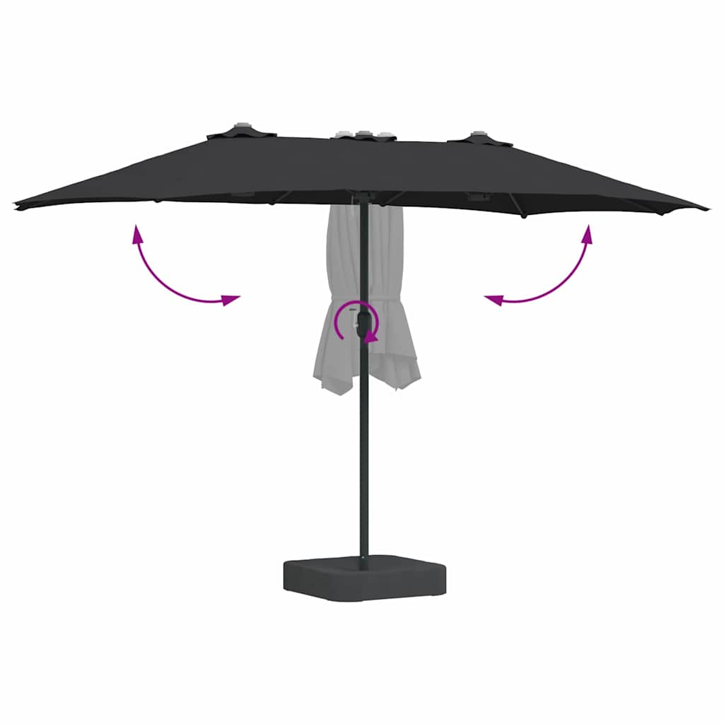 Sodo skėtis Juoda 385 x 209 x 244 cm Poliesteris ir plienas