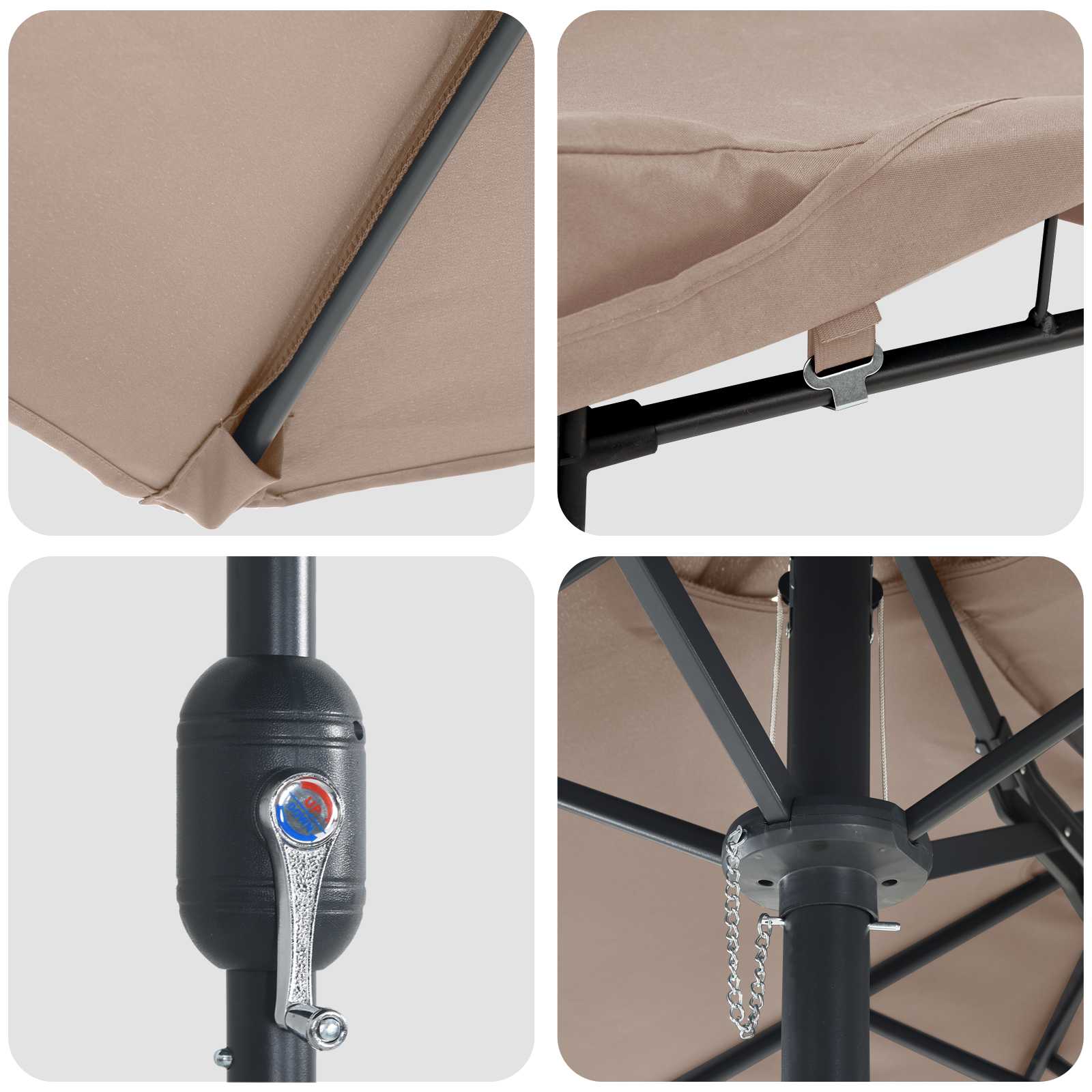Sodo skėtis EASTON, taupe, 385x209x244cm