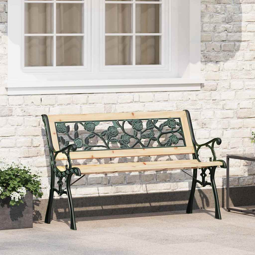 Sodo suolas su rožių raštuotu atlošu 116 cm Medinis