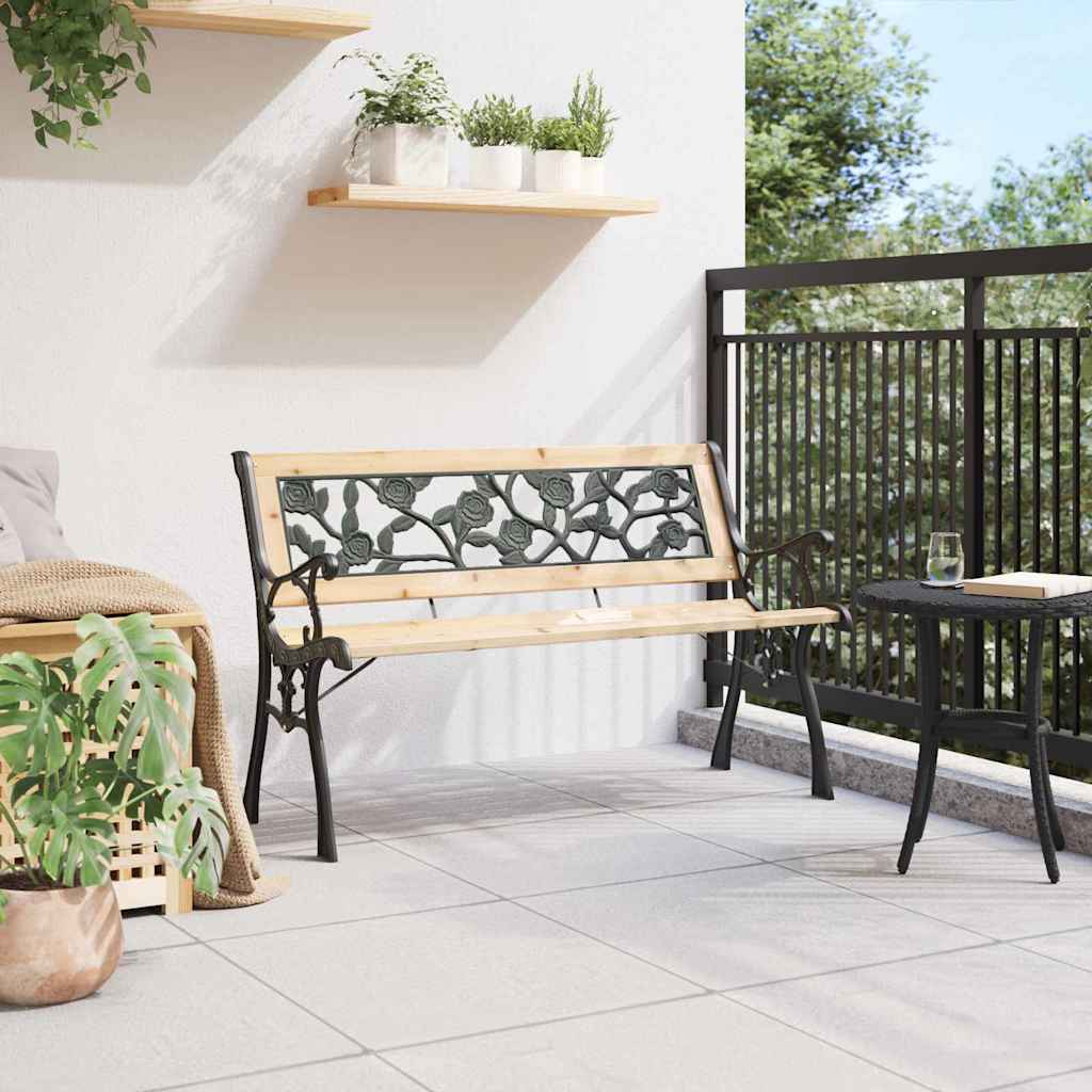 Sodo suolas su rožių raštuotu atlošu 116 cm Medinis