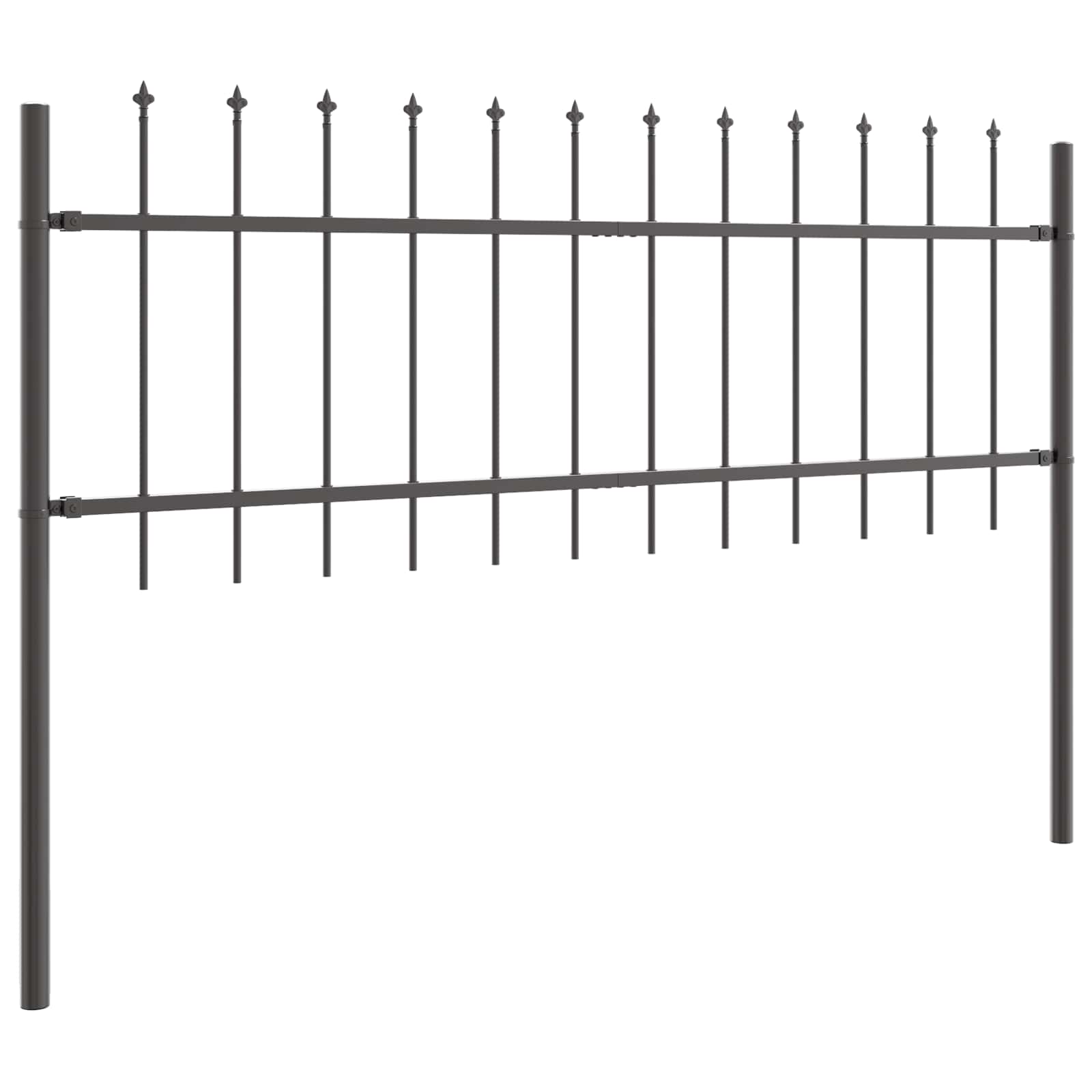 Garden Fence Grey 3.4 x 0.6 m Powder-Coated Steel