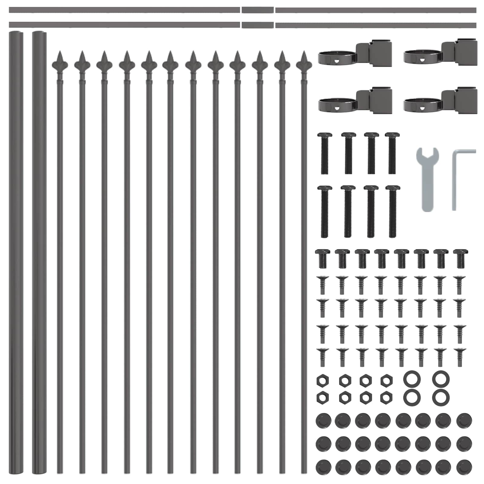 Garden Fence Grey 3.4 x 0.6 m Powder-Coated Steel