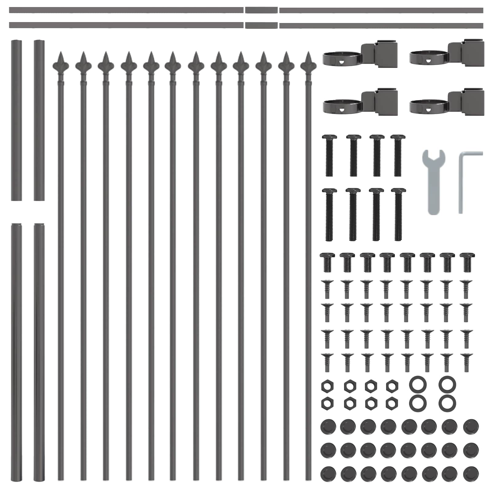Garden Fence Grey 3.4 x 0.8 m Powder-Coated Steel