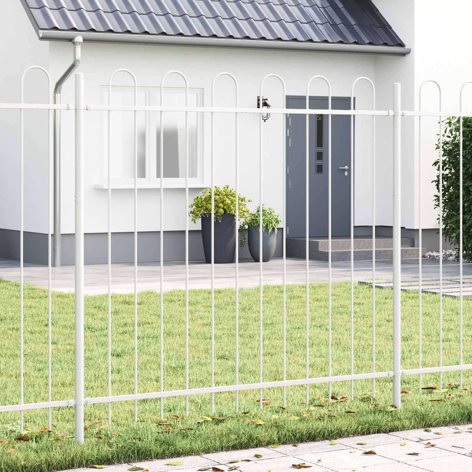Garden Fence Grey 3.4 x 0.6 m Powder-Coated Steel