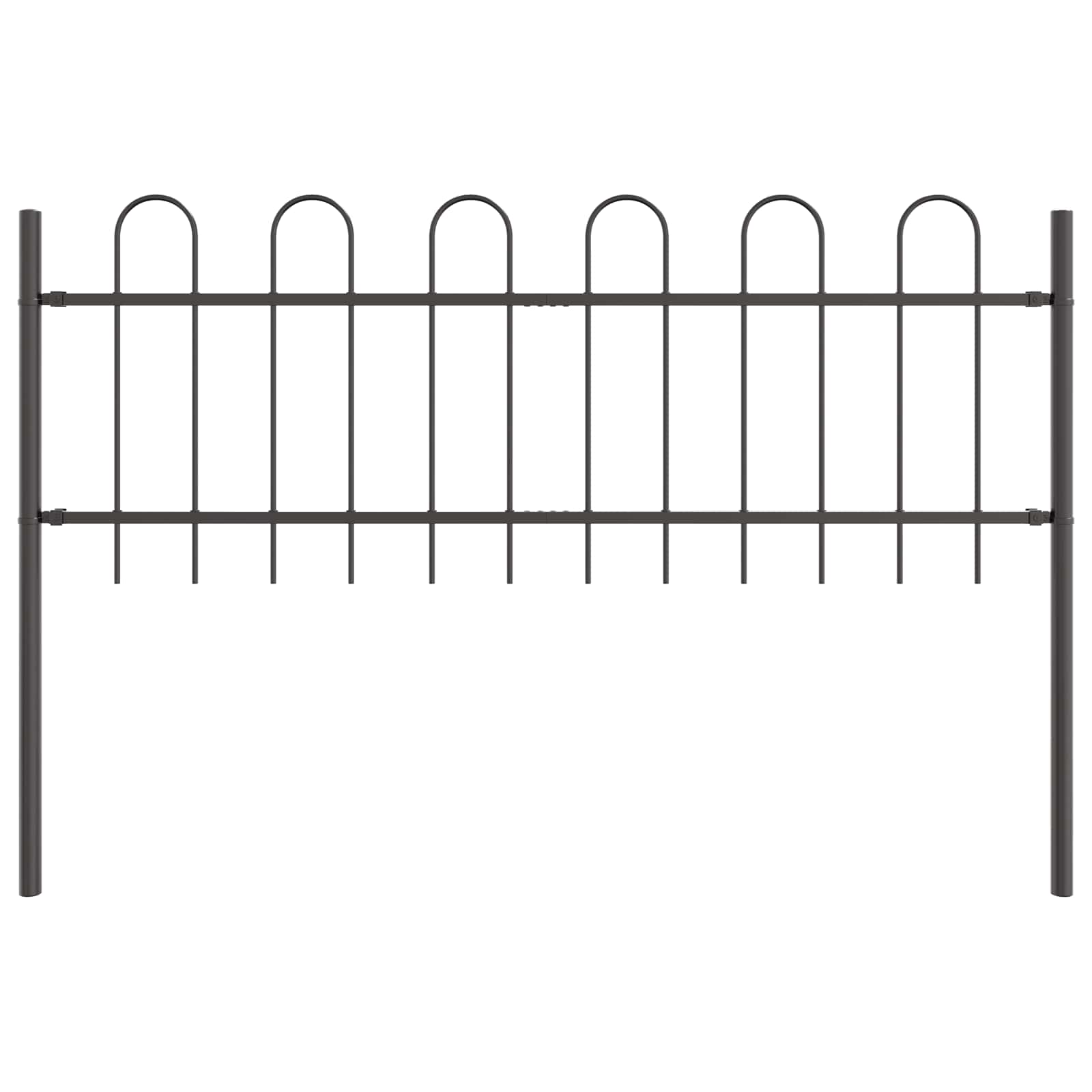 Garden Fence Grey 3.4 x 0.6 m Powder-Coated Steel
