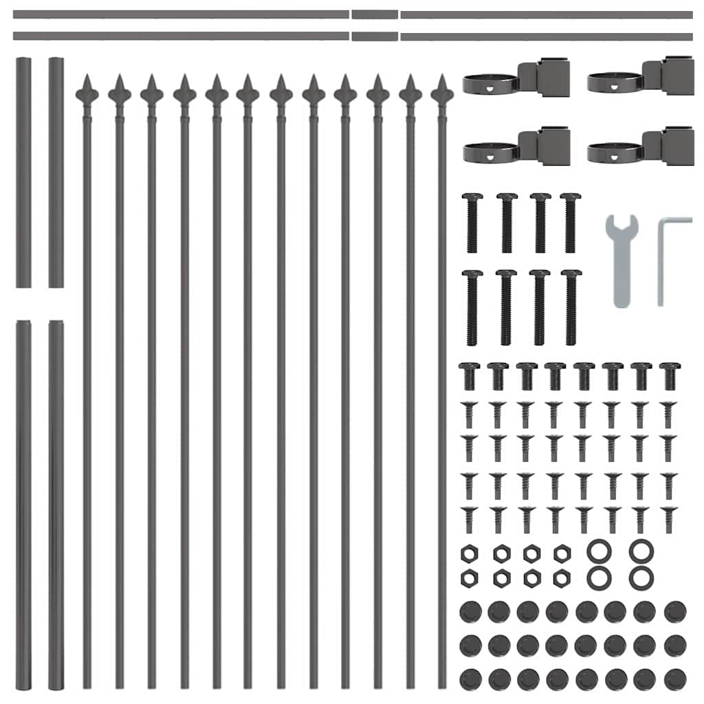 Garden Fence Grey 8.5 x 0.8 m Powder-Coated Steel