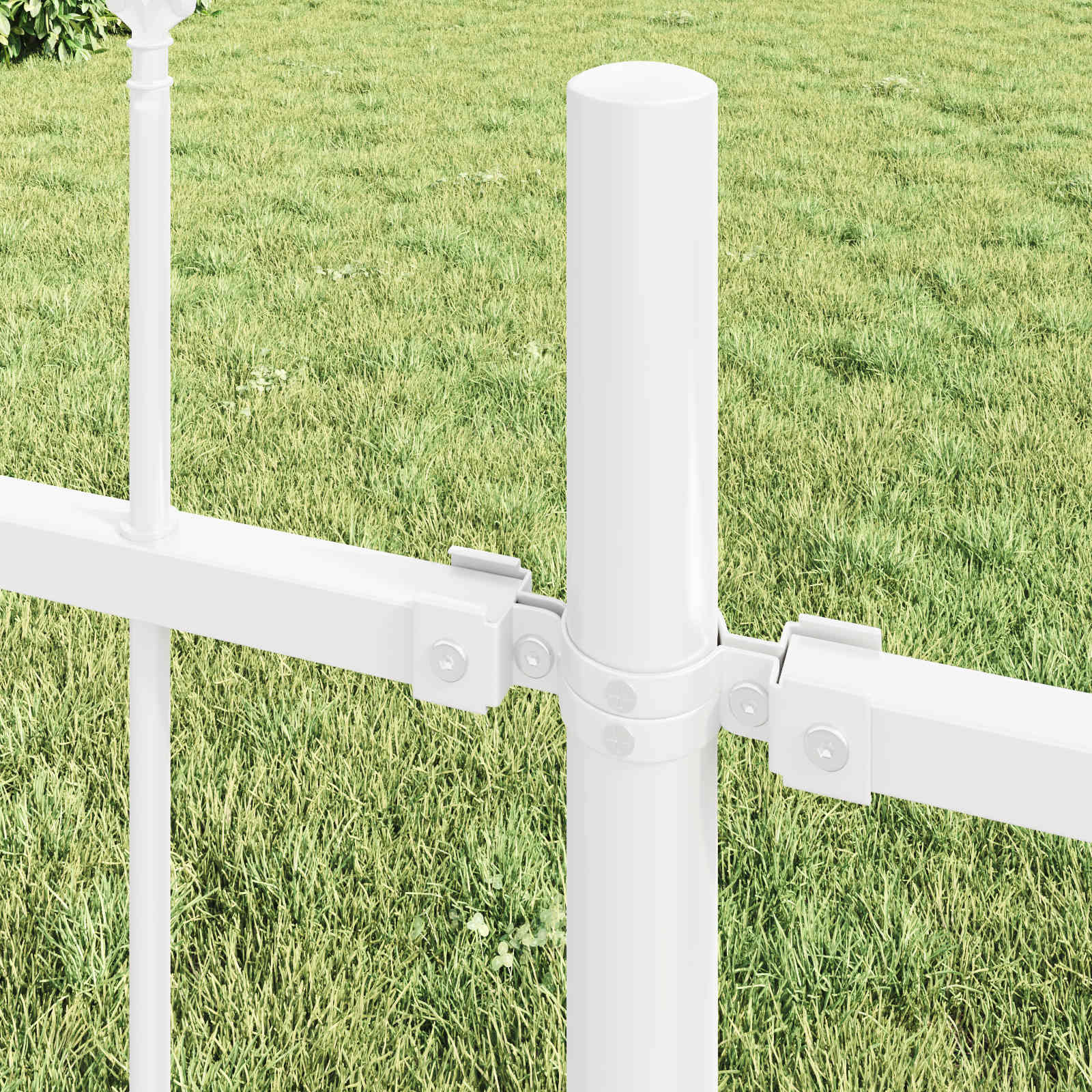 Garden Fence White 8.5 x 0.8 m Powder-Coated Steel