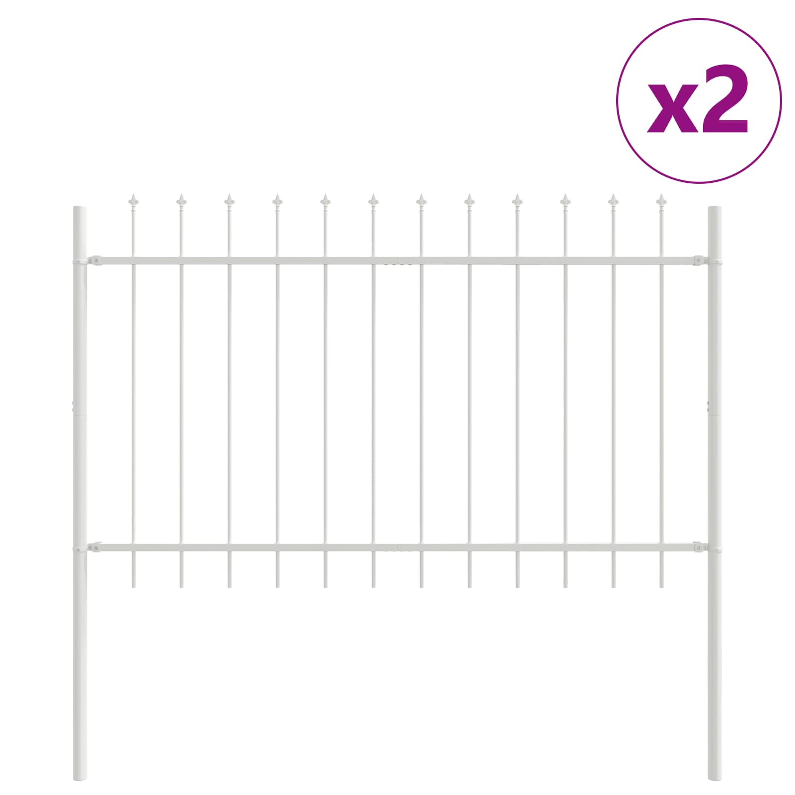 Garden Fence White 8.5 x 0.8 m Powder-Coated Steel