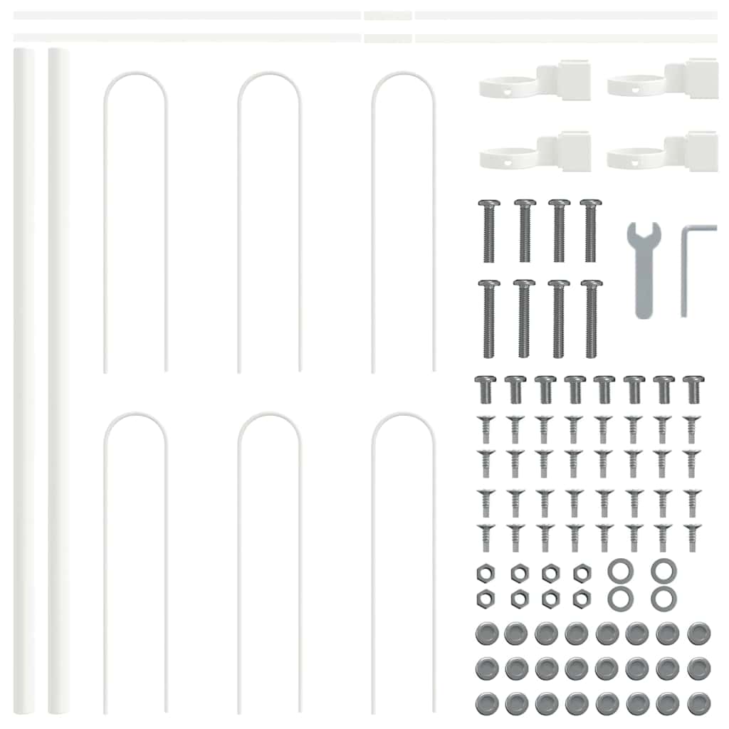 Dārza žogs, balts, 8,5 x 0,6 m, pulverkrāsots tērauds