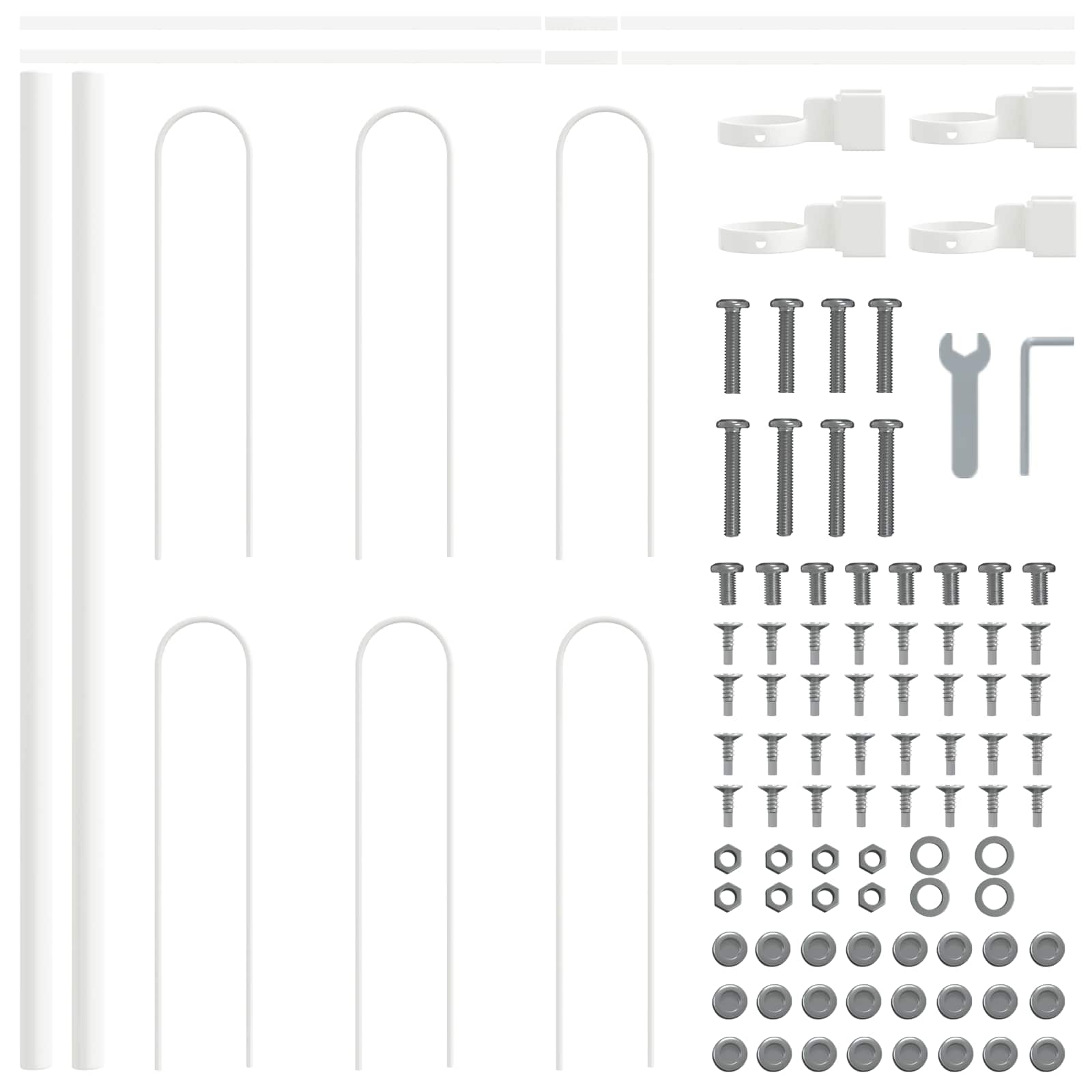 Dārza žogs, balts, 8,5 x 0,6 m, pulverkrāsots tērauds