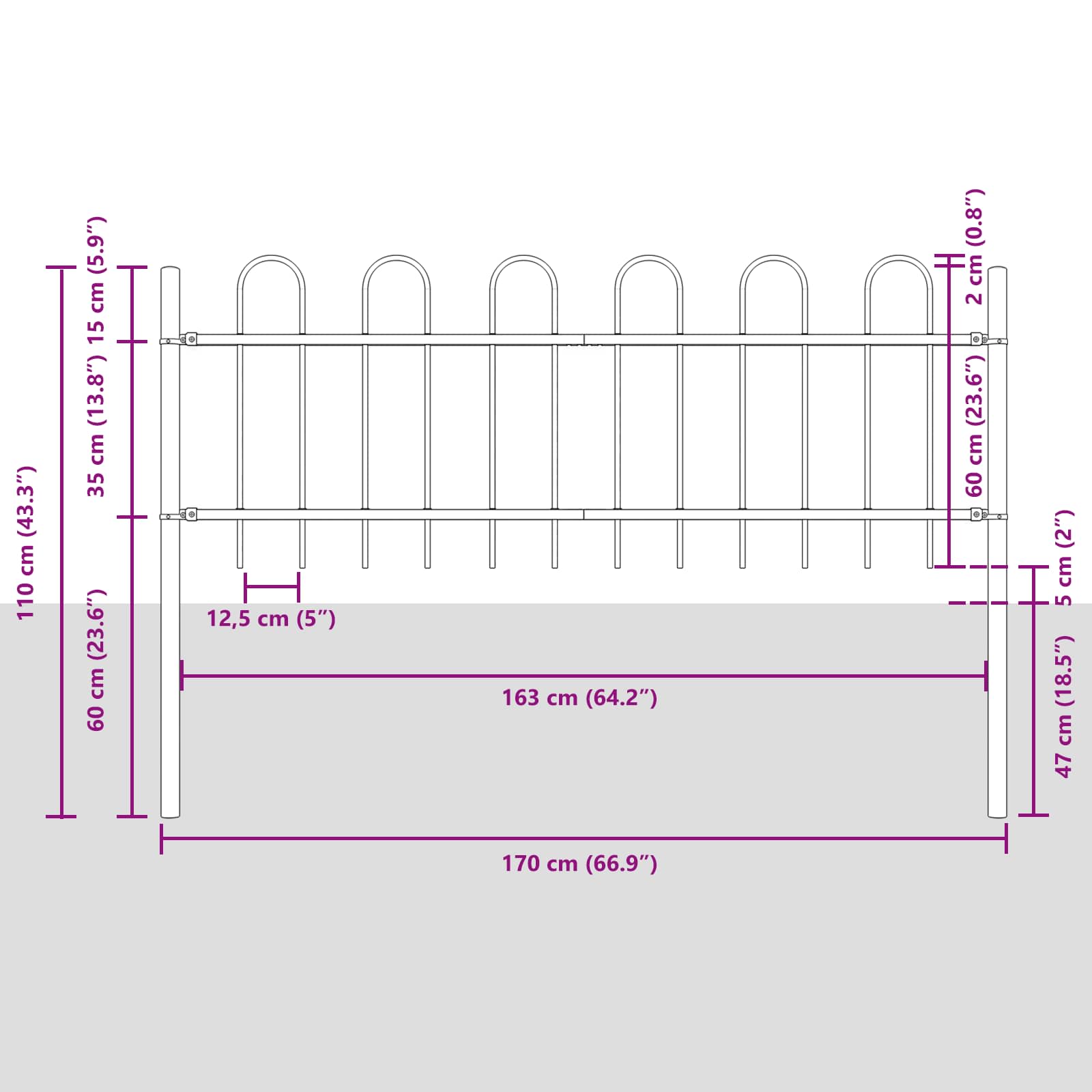 Sodo tvora 5 pcs Balta 8,5 x 0,6 m Miltelinis plienas
