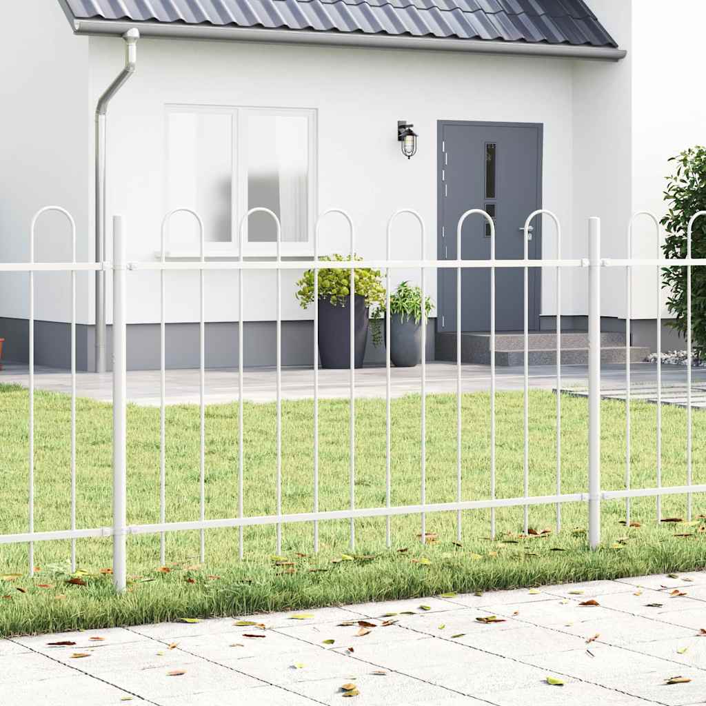 Garden Fence 5 pcs White 8.5 x 0.8 m Powder-coated steel
