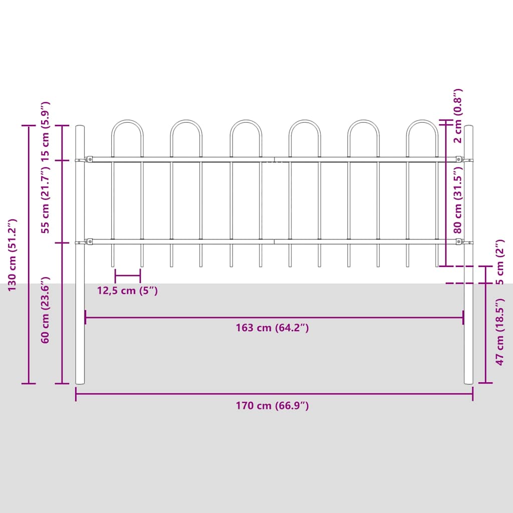 Dārza žogs Pelēks 11,9 x 0,8 m Pulverkrāsots tērauds