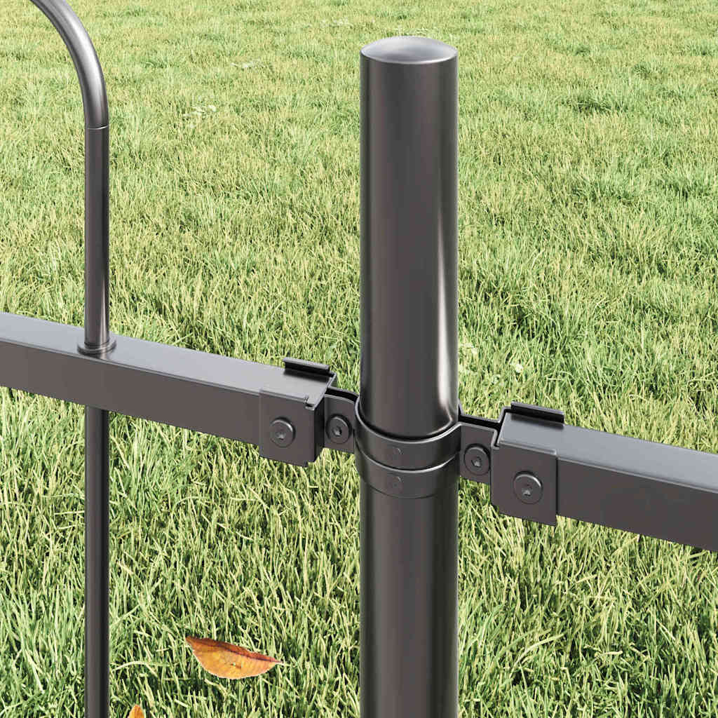 Garden Fence Grey 11.9 x 1 m Powder-Coated Steel