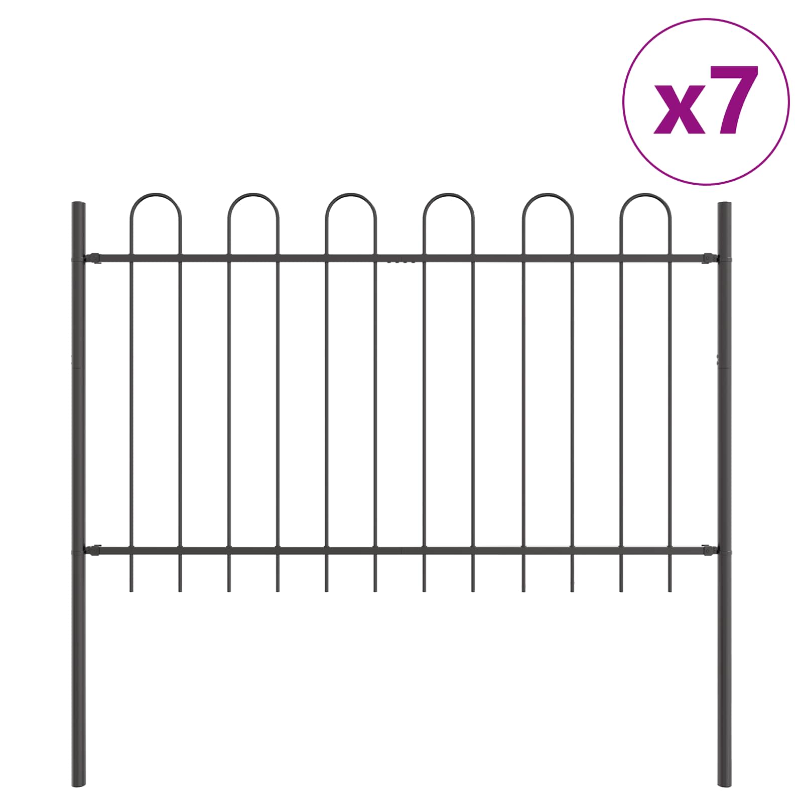 Garden Fence Grey 11.9 x 1 m Powder-Coated Steel