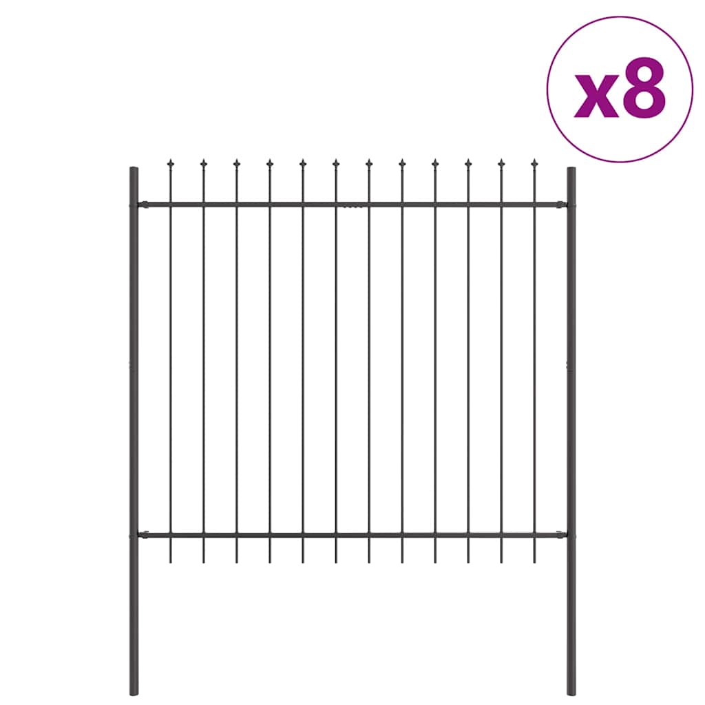 Dārza žogs 8 gab. Pelēks 13,6 x 1,5 m Pulverkrāsots tērauds