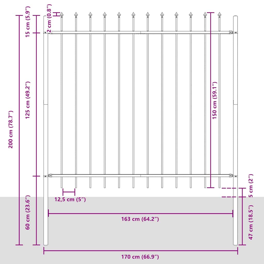 Sodo tvora 9 pcs Pilka 15,3 x 1,5 m Miltelinis plienas