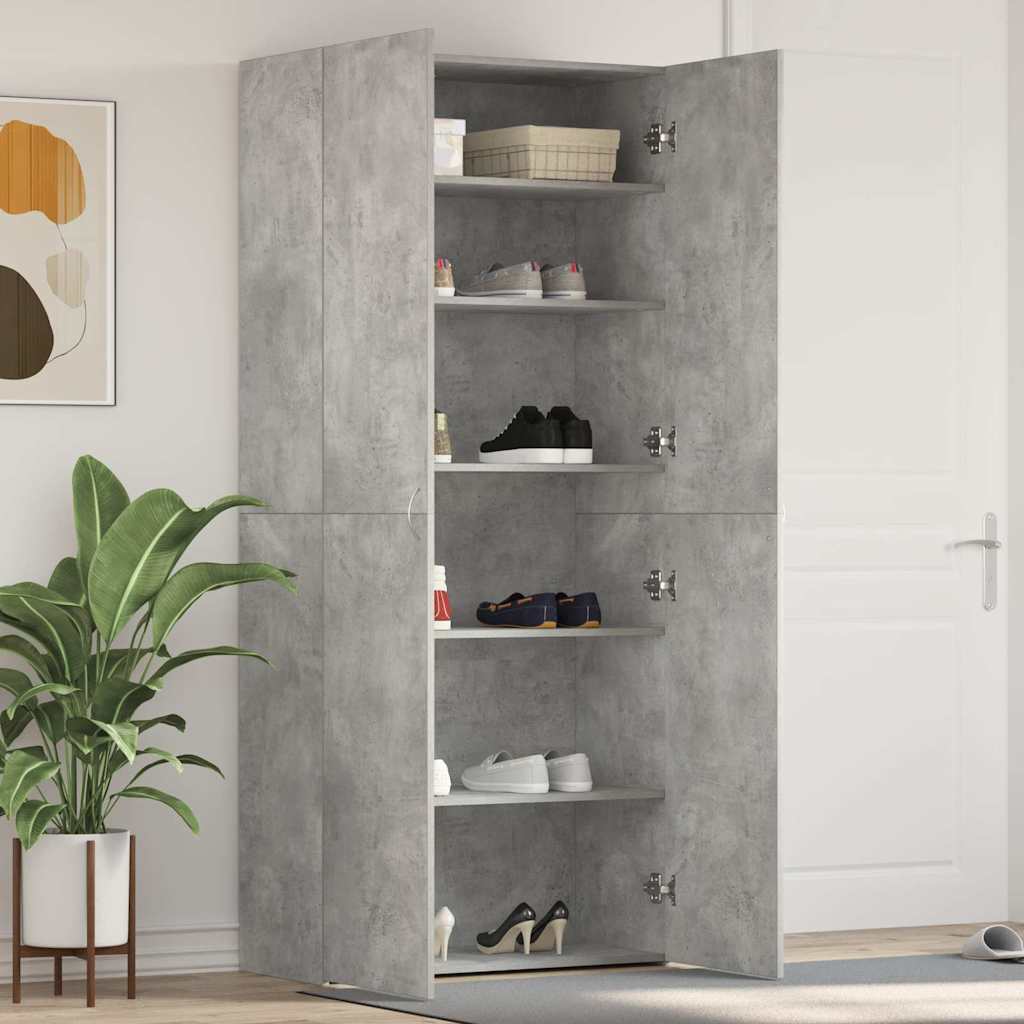 Shoe Cabinet Grey 80 x 35.5 x 180 cm Engineered Wood