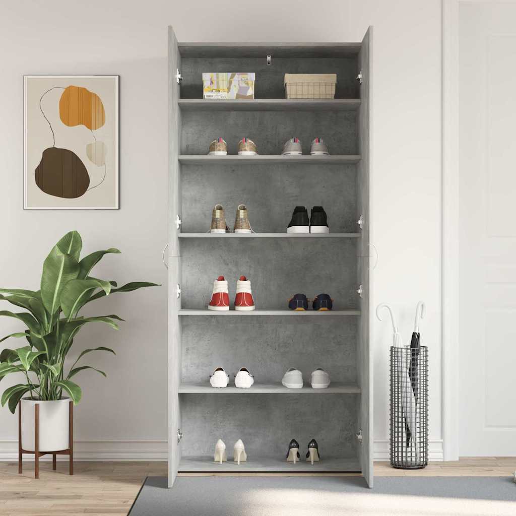 Shoe Cabinet Grey 80 x 35.5 x 180 cm Engineered Wood