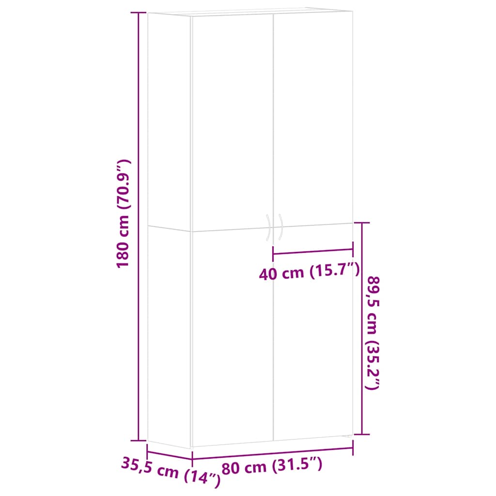 Shoe Cabinet Grey 80 x 35.5 x 180 cm Engineered Wood