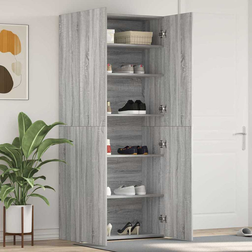 Shoe Cabinet Grey 80 x 35.5 x 180 cm Engineered Wood