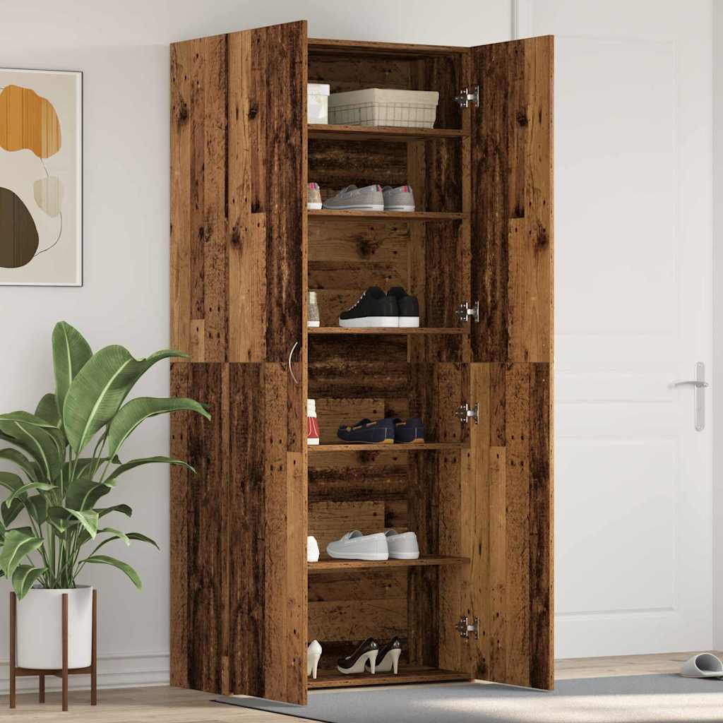 Shoe Cabinet Brown 80 x 35.5 x 180 cm Engineered wood
