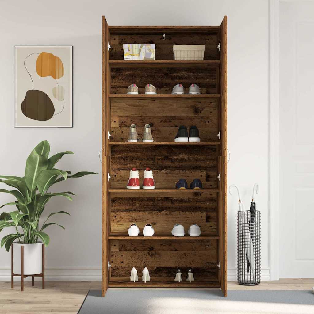 Shoe Cabinet Brown 80 x 35.5 x 180 cm Engineered wood