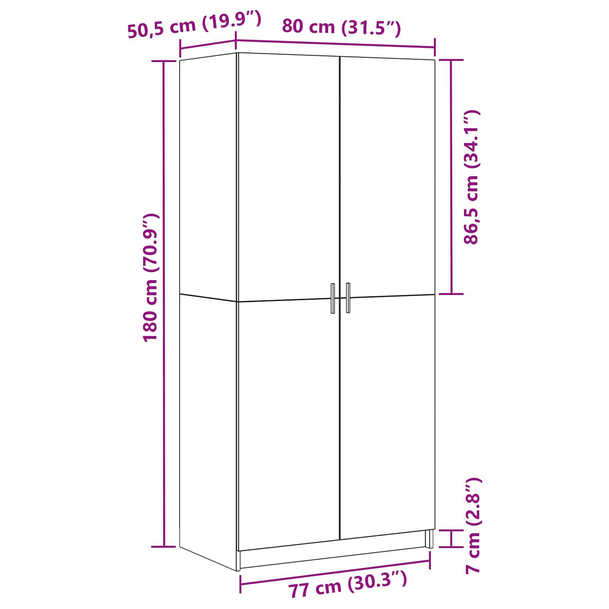 Wardrobe Black oak 80x51x180 cm engineered wood