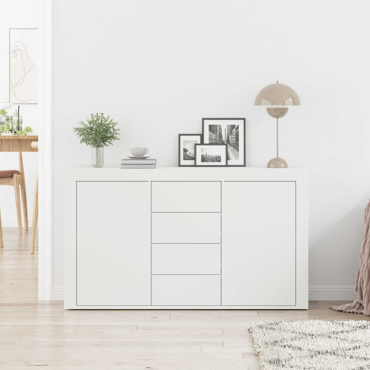 Kumode ar atvilktnēm Balta 120 x 36 x 69 cm Apstrādāta koksne