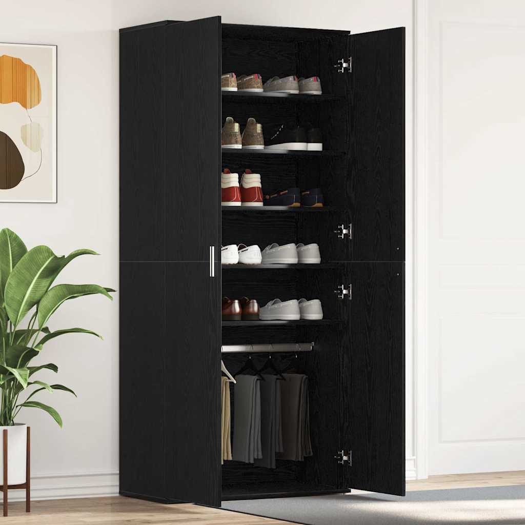 Shoe Cabinet with Doors Black 80x39x180 cm Engineered Wood