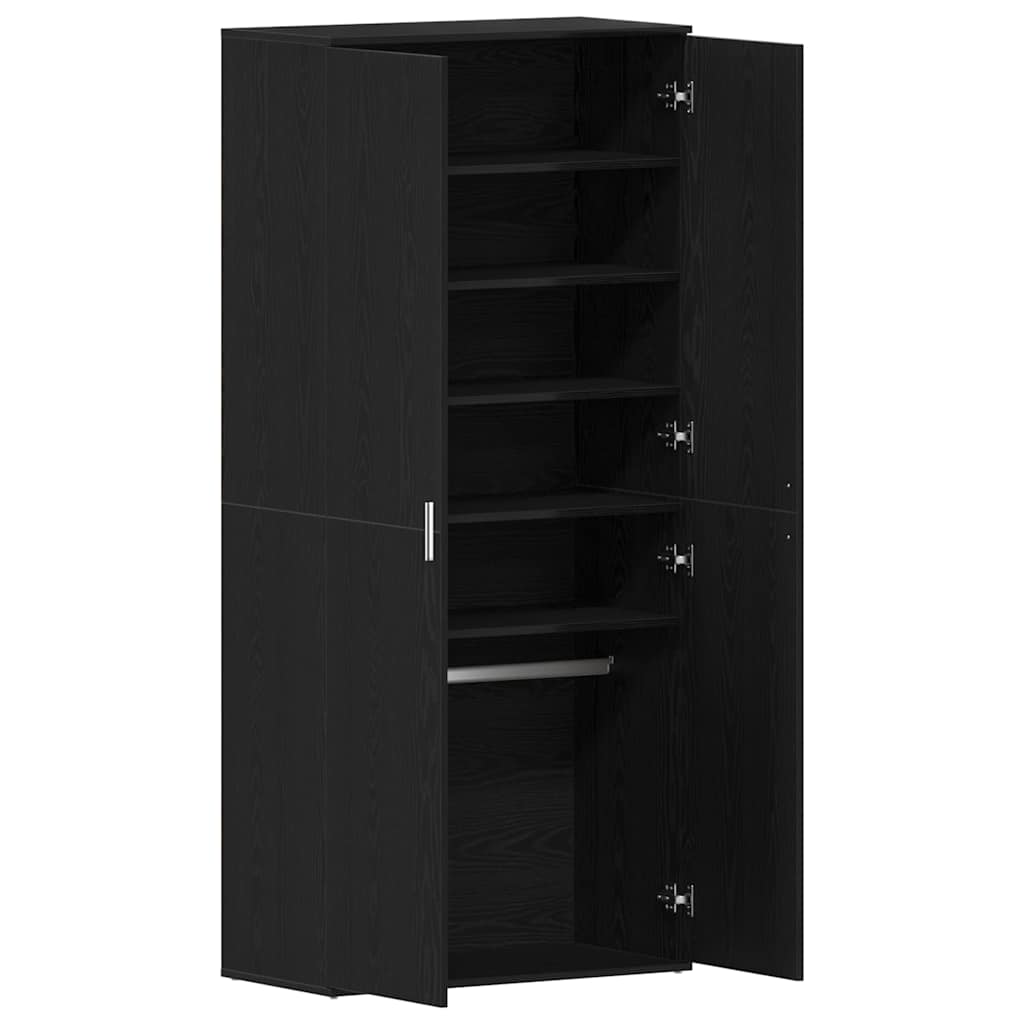 Shoe Cabinet with Doors Black 80x39x180 cm Engineered Wood