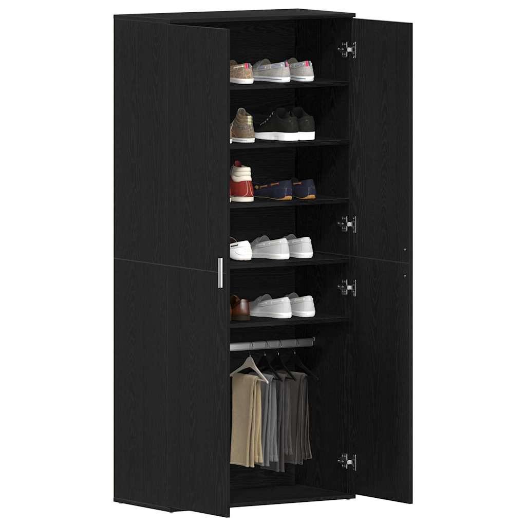 Shoe Cabinet with Doors Black 80x39x180 cm Engineered Wood