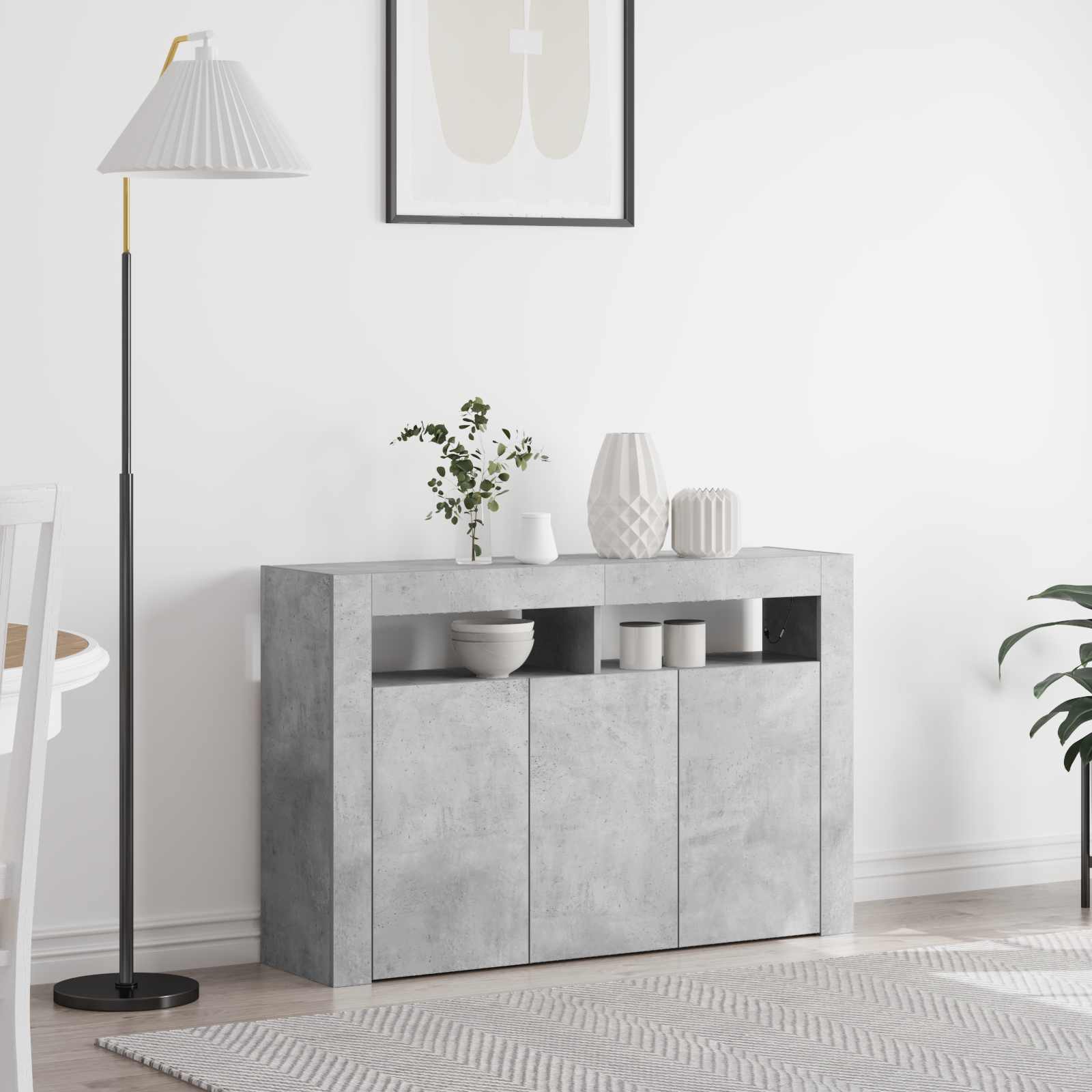 Concrete Grey Engineered Wood Chest of Drawers 116 x 30 x 75 cm