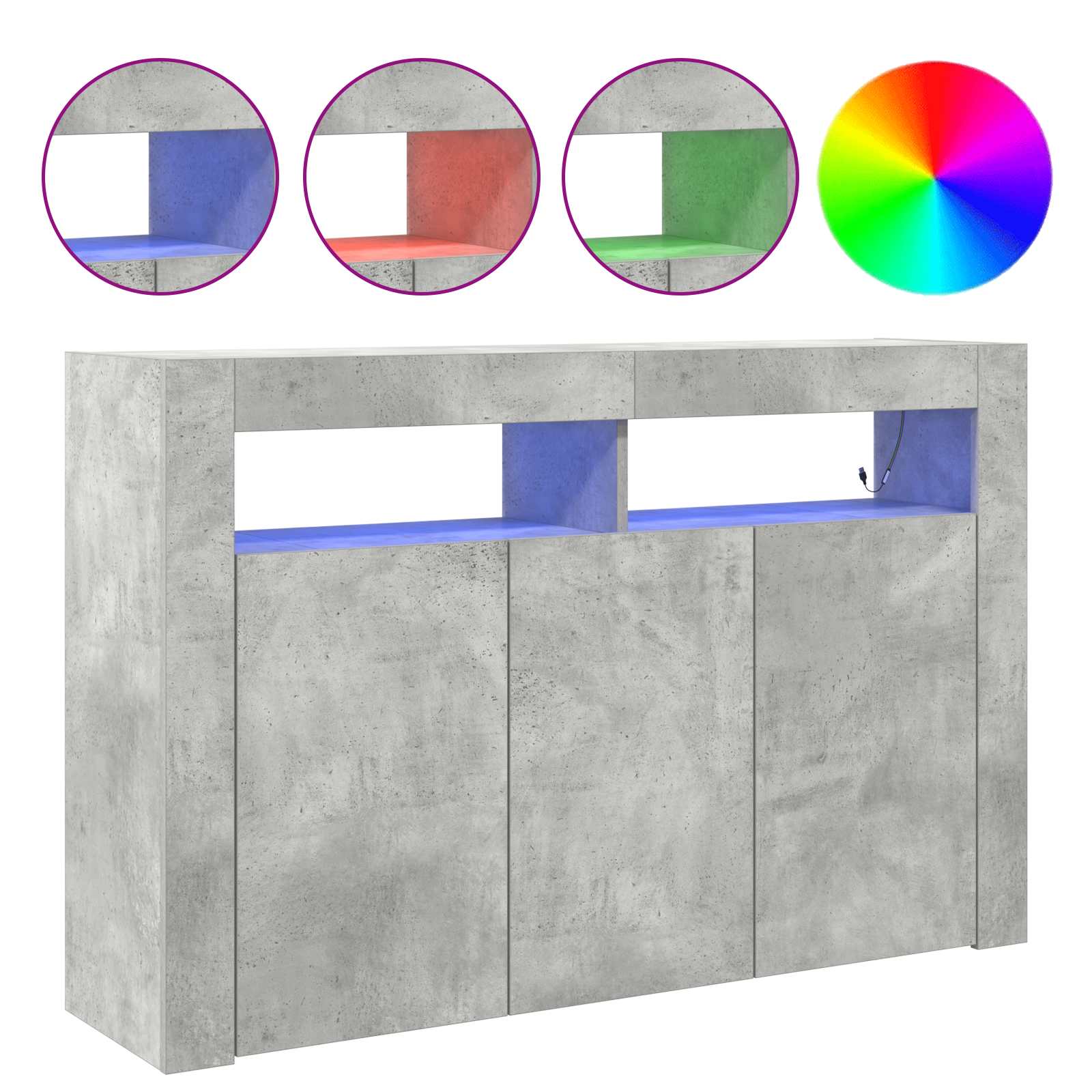 Concrete Grey Engineered Wood Chest of Drawers 116 x 30 x 75 cm