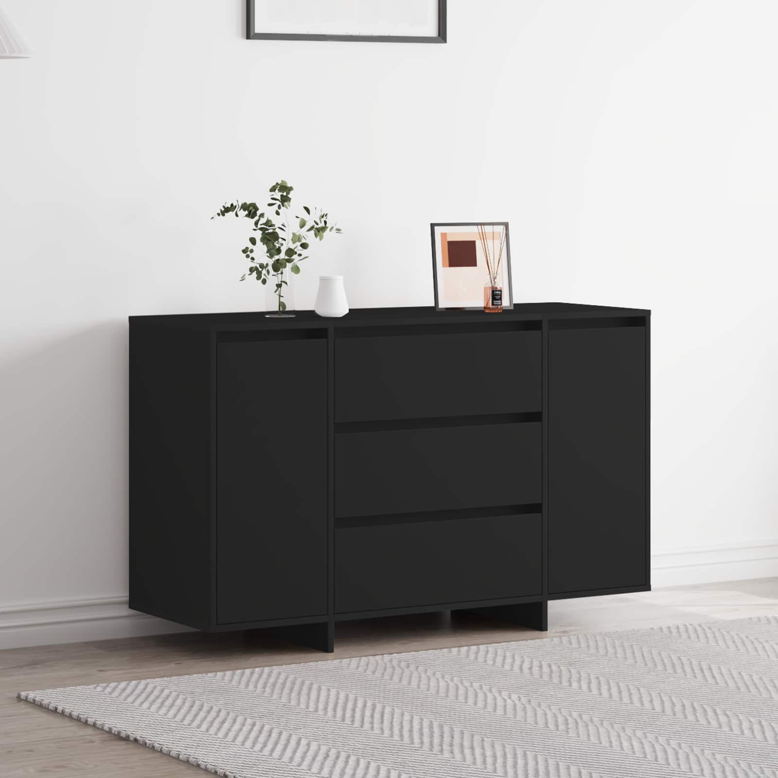 Kumode ar atvilktnēm Melna 120 x 41 x 75 cm Apstrādāta koksne