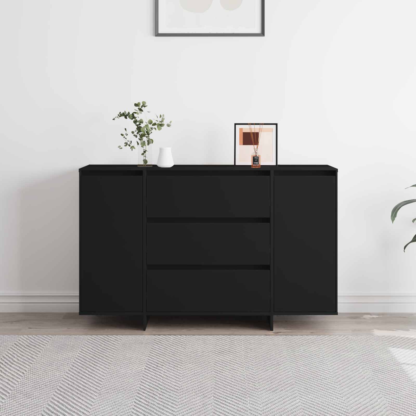 Kumode ar atvilktnēm Melna 120 x 41 x 75 cm Apstrādāta koksne