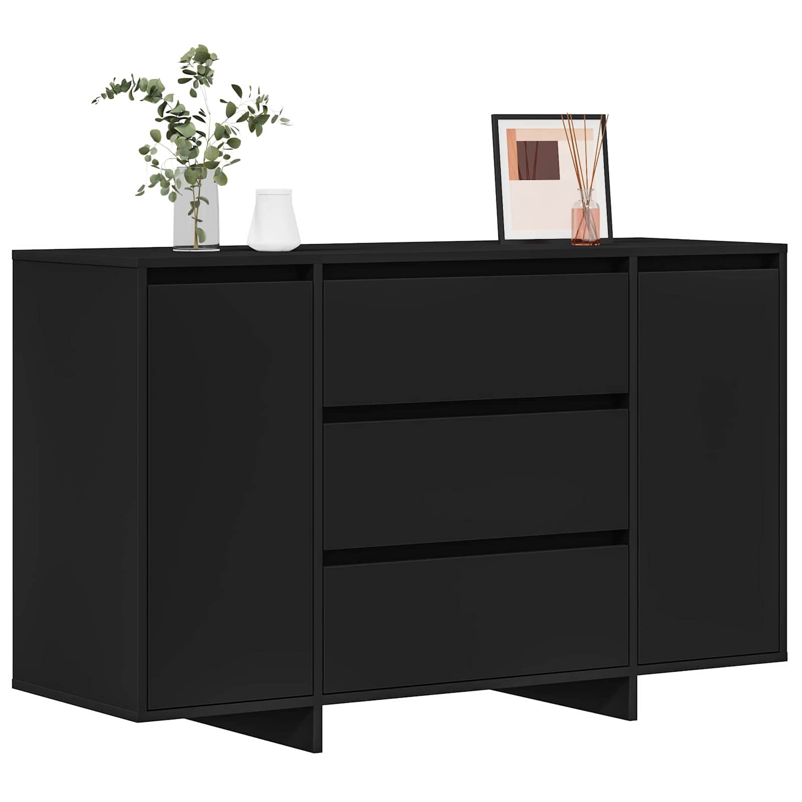 Kumode ar atvilktnēm Melna 120 x 41 x 75 cm Apstrādāta koksne