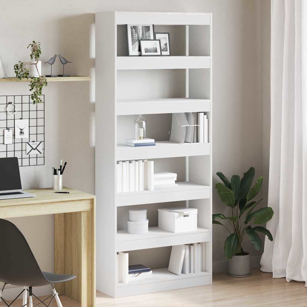 Bookcase White 80 x 30 x 198 cm Engineered Wood