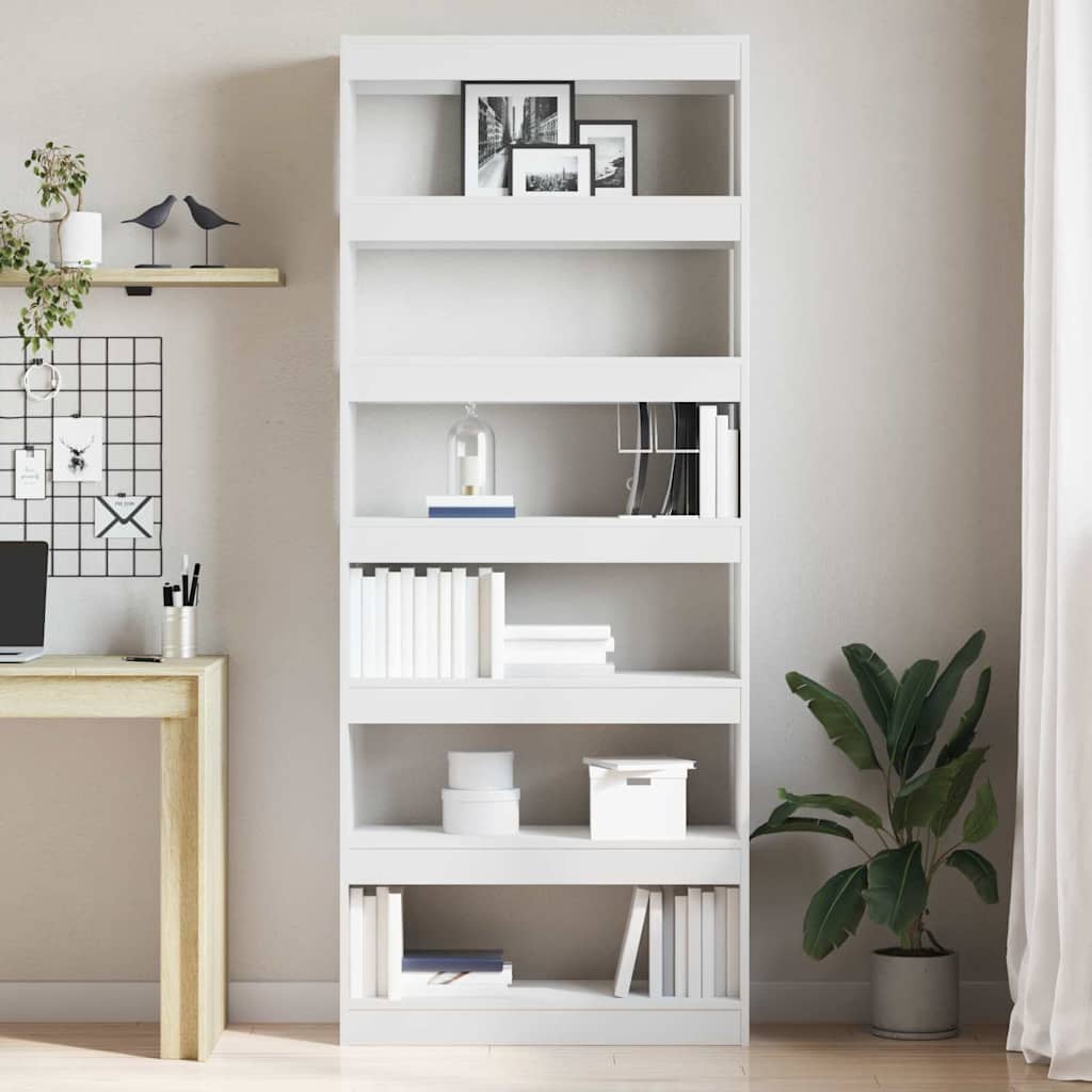 Bookcase White 80 x 30 x 198 cm Engineered Wood