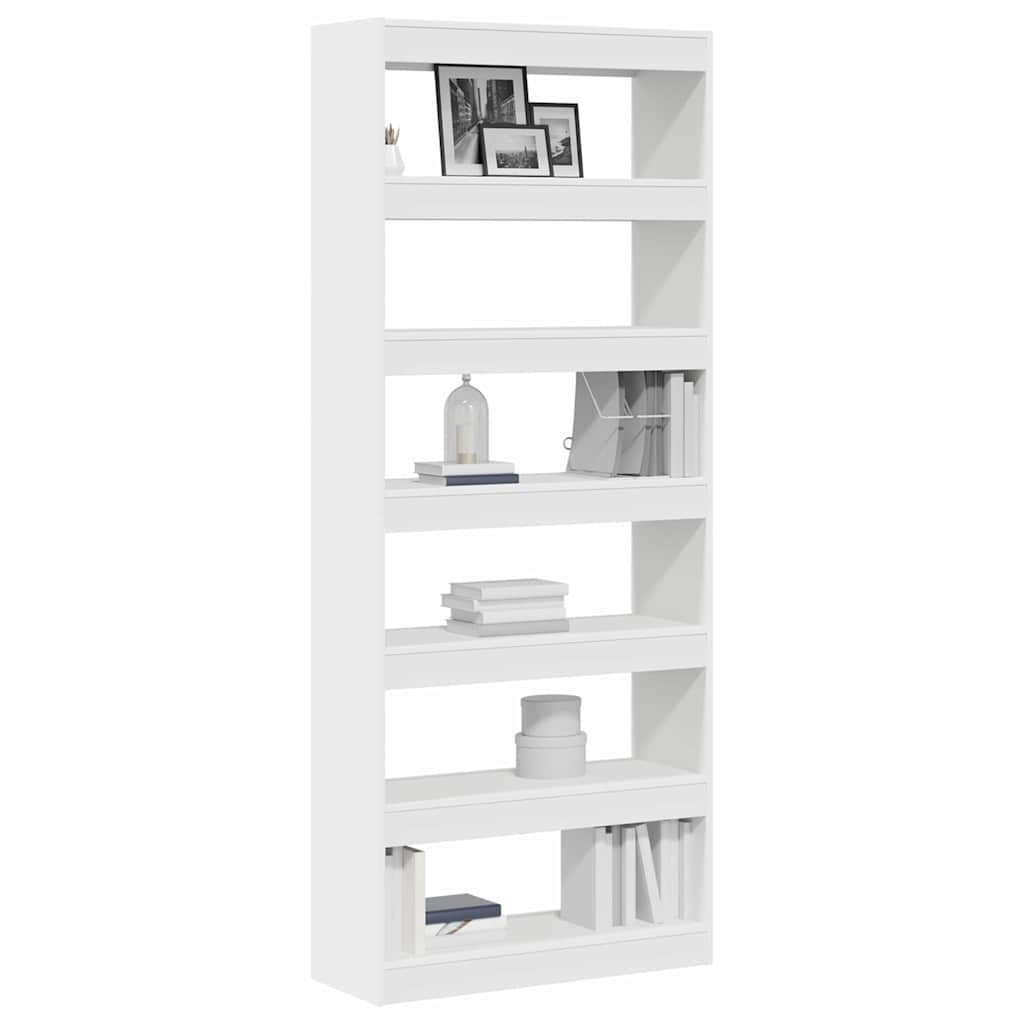 Bookcase White 80 x 30 x 198 cm Engineered Wood